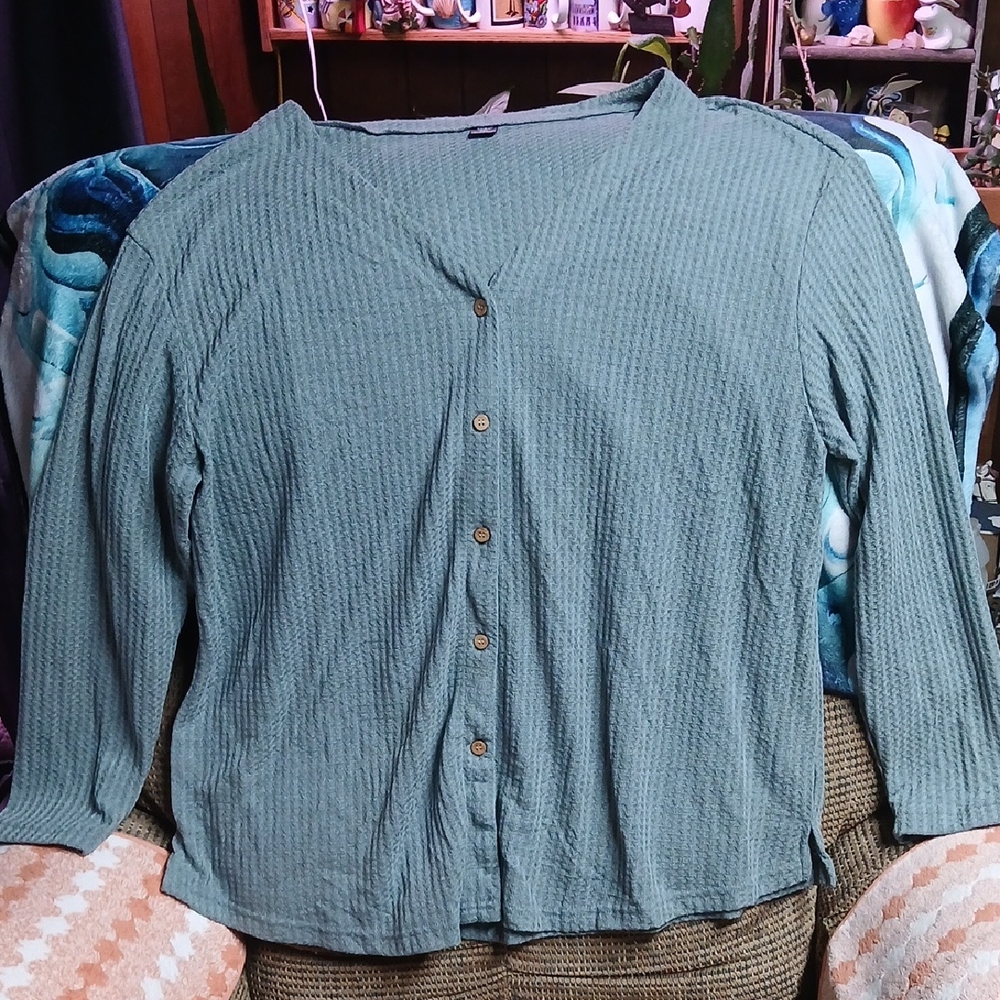 SHEIN Sage Button-Down Plus Size Shirt